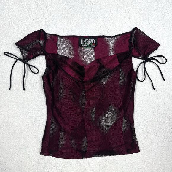 2001 Lip Service Hour of Darkness Blouse Top Purple Medium Y2K Vintage Goth - Picture 2 of 16